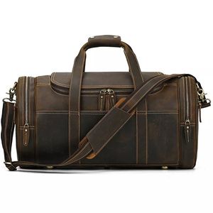 Borsa da viaggio retrò elegante Wainwright rotonda in pelle Vintage Weekender - Product Image 6