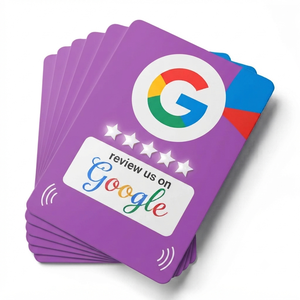 Carte NFC RFID violette avec logo 5 étoiles et mini-étiquette pour la promotion des entreprises, le contrôle d'accès et l'utilisation hôtelière - Product Image 1