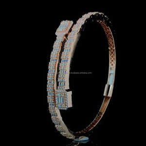 3MM VVS Baguette Moissanite <b>Bangles</b> 925 <b>Silver</b> Rose Gold Plated Trendy Adjustable Moissanite Diamond <b>Bangles</b> <b>for</b> <b>Women</b> - Product Image 1