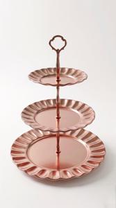 Plateau de service festonné à 3 niveaux en acier inoxydable de qualité supérieure, support à gâteau ondulé, plateau de présentation pour cupcakes et desserts pour événements de mariage - Product Image 3