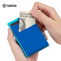 Dompet Mini Saku Pria TILONSTAR TWM109b Dompet Kartu Kredit Aluminium Pop Up Tempat Kartu RFID