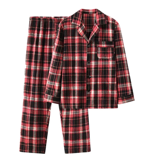 <b>Men's</b> Plaid Flannel <b>Pajama</b> <b>Set</b> Long Sleeve Full Length Cotton Sleepwear Winter Casual With Pockets Soft Machine Washable - Product Image 1