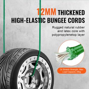 Set di 32 Corde Elastiche Resistenti da 8 mm con Ganci in Acciaio A3, Inclusi Cinghie Elastiche da 10-48 Pollici per Controllo Carico e Accessori - Product Image 2