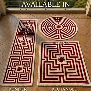 Modern Hand Tufted Maze Rug Luxury Wool Carpet Geometric Sculpted Border Statement Rug Living Room <b>Bedroom</b> Office Home Decor Rug - Product Image 4