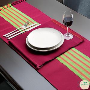Camino de Mesa de Lino con Borlas, Tejido a Rayas, Moderno, Personalizable, Ecológico, Reutilizable para Hogar, Hotel, Restaurante, Boda - Product Image 1