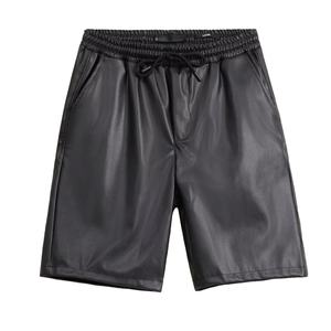 Short en similicuir décontracté taille moyenne avec fermeture à cordon de serrage Service OEM en toile tricotée rayée respirante disponible - Product Image 1