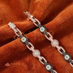 Pulsera de Moissanita en Oro Rosa, Estilo Hip Hop, Cadena Fina, Joyería, Regalo para Mujer y Hombre, Premium - Product Image 1