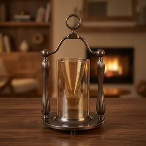 Elegant Metal Glass <b>Candle</b> <b>Holder</b> <b>Lantern</b> Decorative Hanging Tabletop Home Decor Vintage Antique Centerpiece Lighting Accent - Product Image 5