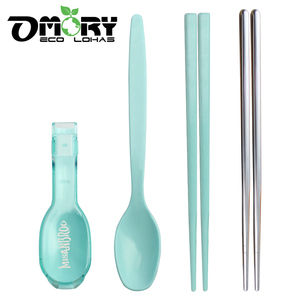 Eco-Friendly Portable Travel Cutlery <b>Set</b> with Oval Case | Food Grade PP Reusable Spoon and Chopsticks | Dishwasher Safe Dinnerwa - Product Image 4