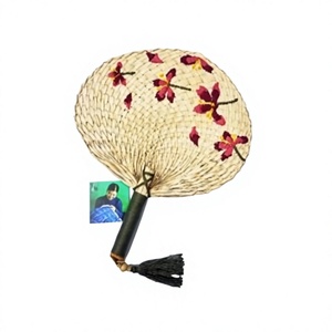 Éventail pliant artisanal écologique en feuille de palmier naturelle avec doublure en bambou, art populaire, décoration de mariage traditionnelle, cadeaux de fête, été - Product Image 6