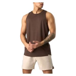 Custom Logo Men's Casual Knitted Tank Tops 100% Acrylic <b>Athletic</b> Breathable Quick Dry Sleeveless Sport Gym Lace Embroidery - Product Image 3