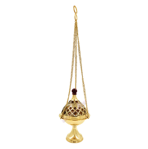 Traditional brass dhoop incense stick holder burner stand with carved base plate for home <b>mandir</b> decoration, at wholesale prices - Product Image 4