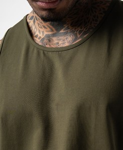 Camiseta sin Mangas de Punto Sólido Verde Oliva para Hombre, Estilo Casual, Precio Económico, Transpirable, MOQ Bajo, Venta Caliente 2026 - Product Image 3