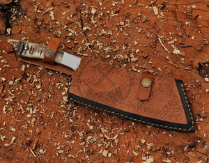 Top Trendiness Hand Forged Damascus Steel Full Tang Fixed Blade Chef Chopper Cleaver <b>Knife</b> 7" Blade Ambidextrous Stag Horn Steel - Product Image 6