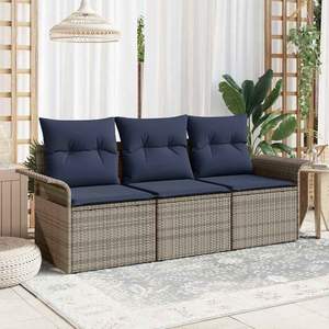 ชุดสวนหวายโพลี 3 ชิ้น สีเทาและสีกรมท่า พร้อมชุดโซฟาเบาะแบบแมนนวล - Product Image 1