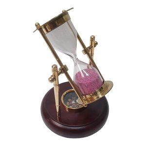 Reloj de Arena Náutico The Antique's Lab con Base de Madera y Brújula, Reloj de Arena Rosa de 1 Minuto para Colgar en Casa y Oficina - Product Image 6