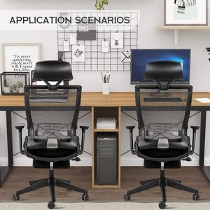 Ergonomic Home Office <b>Desk</b> Chair with Lumbar Support Headrest Flip-Up Arms Height Adjustable Rocking High Swivel - Product Image 5