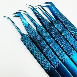 Pince à épiler en acier inoxydable avec pointe pointue au plasma bleu durable avec vison Logo privé - Product Image 4