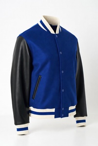 Private Label Custom Embroidered Wool Leather Varsity Jacket Dark Green Body Brown Sleeves Retro Letterman Style Unisex - Product Image 6