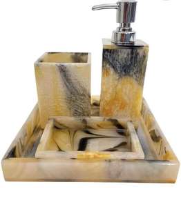 Nouvel Arrivage 2026 – Ensemble de Salle de Bain 4 Pièces en Résine Époxy pour la Maison : Distributeur de Savon, Porte-Brosse à Dents, Plateau de Rangement à Prix Abordable - Product Image 1