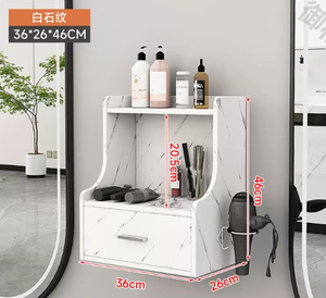 Carrito de Peluquería Montado en la Pared, Mueble de Almacenamiento para Estilistas con Cajón y Soporte para Secador de Pelo - Product Image 2