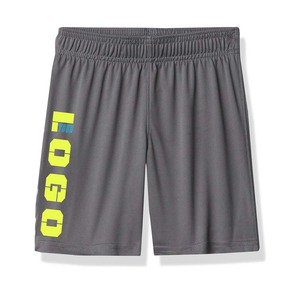Shorts de sport pour homme, vert fluo uni, séchage rapide, taille élastique, avec logo imprimé, longueur mi-haute - Product Image 5