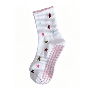 <b>Custom</b> Logo Professional Training Pilates <b>Socks</b> Non-Slip Mid-Length Knitted Crew Pattern Jacquard Logo Yoga Sports with <b>Grip</b> - Product Image 3