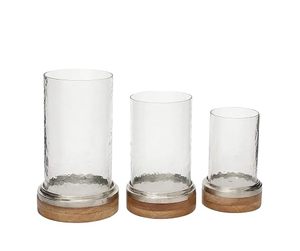 Glass <b>Hurricane</b> Candle Holder Set with Wooden Base Decorative Pillar Candle <b>Lantern</b> for Home Wedding Table Decor - Product Image 6
