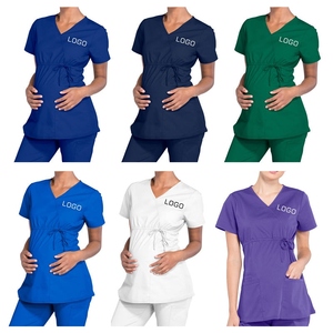 Ensemble d'uniformes de maternité haut de gamme, tissu extensible doux, vêtements de travail pour infirmières, vêtements médicaux confortables pour la grossesse - Product Image 5