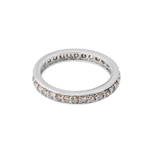 Anillo de Eternidad de Plata de Ley 925 con Diamantes Naturales Redondos Color Champán, Joyas Memoria, Venta al Por Mayor - Product Image 1