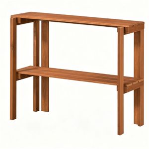 Scaffale Pieghevole in Legno Naturale, Organizzatore Portatile per Scarpe e Piante da Interno ed Esterno in Bambù con Design a Doghe per Drenaggio, 2 Unità - Product Image 4