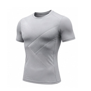 T-shirt de compression personnalisé pour homme, haut de sport respirant à séchage rapide, extensible, pour la gym et l'entraînement, vêtements athlétiques, fournisseur OEM en gros - Product Image 3
