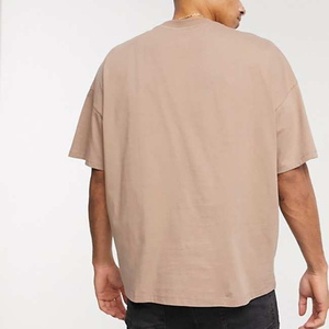 T-shirt décontracté pour homme en coton 100% tricoté, coupe classique, manches courtes, col rond, vert olive, anti-plis, 320g - Product Image 3