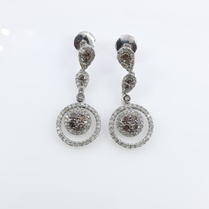 2.93 Cttw White & Brown Diamond Drop <b>Dangle</b> <b>Earrings</b> 925 Sterling <b>Silver</b>, Round Cut Natural Diamond <b>Earrings</b> for Women - Product Image 5