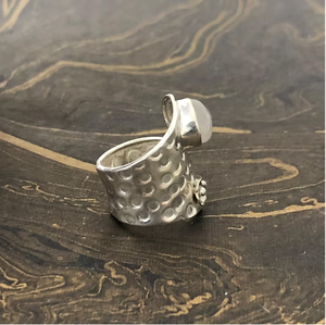 925 Sterling <b>Silver</b> Wide Band <b>Ring</b> Featured Natural Moonstone <b>Statement</b> Jewelry for Unisex Handmade Bulk Supply - Product Image 3