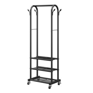 Appendiabiti su Ruote Resistente con Asta Appendiabiti, Ganci Laterali e 3 Ripiani, Capacità di Carico 45 kg - Product Image 3