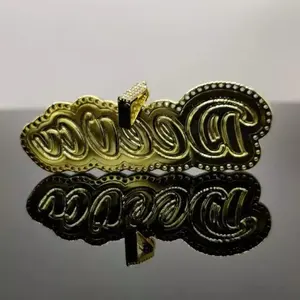 Collar Hip Hop con Colgante de Letra Personalizada con Moissanita, Chapado en Oro sobre Plata de Ley 925, con Diamantes Tishya para Mujer, 20 g - Product Image 3