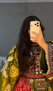 Conjunto de 3 Vestidos Casuales Estilo Bohemio con Bordado Elaborado Afgano Kuchi, Largos hasta la Rodilla, Manga Larga, Corte Holgado para Mujer - Product Image 5