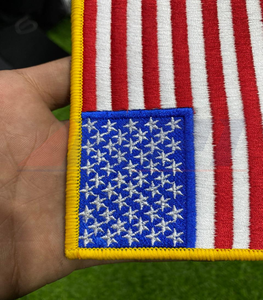 Parche Bordado con la Bandera Americana, Rectangular, Termoadhesivo, con Borde Amarillo, para Decoración de Ropa - Product Image 6