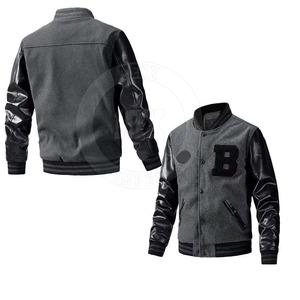 Veste d'hiver en mélange de laine de qualité supérieure avec patch en chenille brodé, boutons-pression, style streetwear décontracté, veste de type Letterman, vêtement d'extérieur - Product Image 4