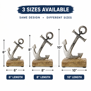 Ancla Náutica Plateada para Decoración de Mesa, Base de Madera y Metal, Estatua Decorativa Moderna para Hogar, Sala de Estar, Oficina, Escritorio - Product Image 4