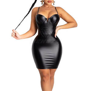 Robe de soirée en cuir pour femme, nouvelle collection, qualité supérieure, prix raisonnable, meilleur prix. - Product Image 2