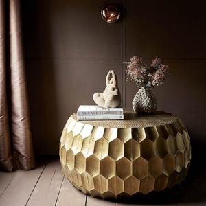 Table d'appoint en marbre de haute qualité, mobilier haut de gamme, accents métalliques, table ottoman pour hôtel, maison, salon, laiton - Product Image 6