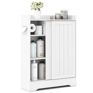 Mobiletto da Bagno Salvaspazio Bianco (61x20x80 cm) con 2 Ante Scorrevoli e 2 Ripiani Regolabili per Porta Carta Igienica/Porta Spazzole - Product Image 4