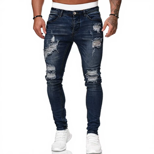 Jean en denim pour homme, coupe droite, léger, décontracté, ajusté, 100 % coton, respirant, éco-responsable, avec fermeture boutonnée, vente en gros - Product Image 4