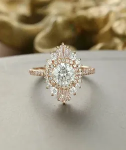 2Ct Round Cut <b>Simulated</b> <b>Diamond</b> Women's Engagement Ring 14K Yellow Gold Plated - Product Image 1