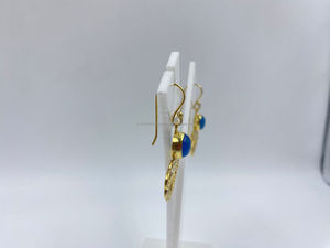 Modern Sleek 925 <b>Sterling</b> <b>Silver</b> <b>Dangle</b> <b>Earrings</b> Versatile Gold Plated Design Pearl Main Stone Classic Wedding Party Gift Idea - Product Image 2