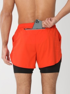 <b>Men's</b> Color Blocked Sport <b>Shorts</b> <b>Red</b> Black Quick Dry Elastic Waist Mid Length Spandex Polyester Knitted <b>Short</b> <b>Shorts</b> - Product Image 3