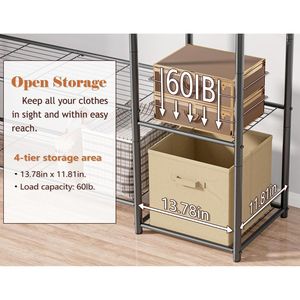Porte-vêtements portable en acier à 4 niveaux avec tringles de suspension autoportantes, système de rangement pour vêtements et rails - Product Image 5