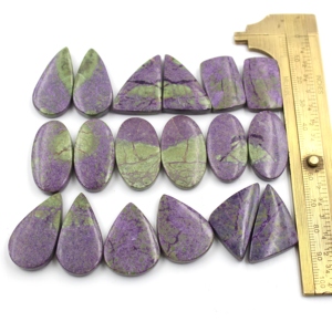 Natural Stichtite Serpentine Match Pair Gemstone Cabochon, Purple Green Match Pairs Gemstone Lot - Product Image 2